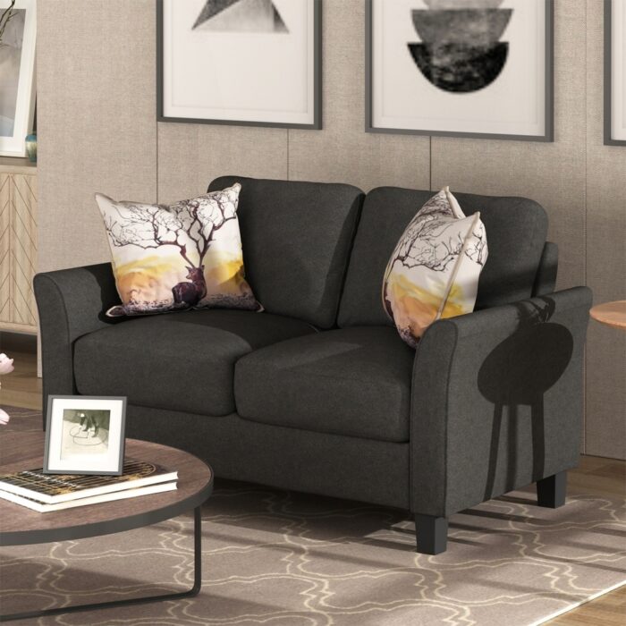 Livingroom Loveseat Modern Linen Fabric Sofa Removable Cushions Couch