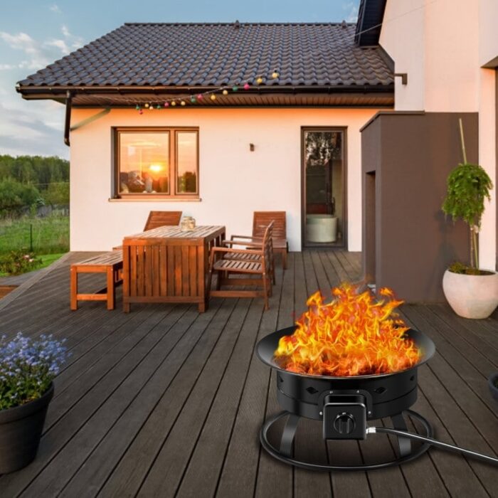 58 000BTU Firebowl Outdoor Portable Propane Gas Fire Pit with Cover and Carry Kit - 19" x 19" x 12" (L x W x H)