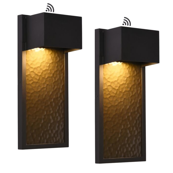2 PACK LED Outdoor Wall Sconce with Dusk to Dawn Sensor - 15.7“H