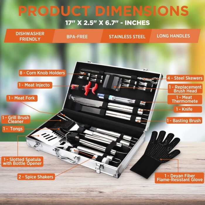25 Piece BBQ Grill Accessories - Grill Tools - N/A - Image 2