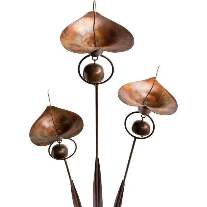Garden Stake with Bells Bronze Outdoor Flower Decorations