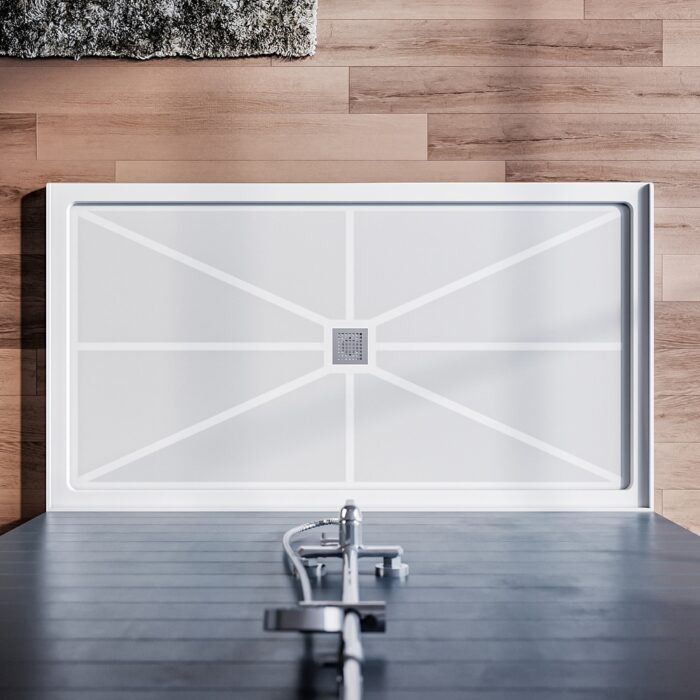 ELEGANT 48''W x 32''D x 4''H Shower Base Center Drain - 48'' x 32'' - Image 2