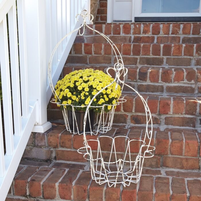 Set of Two Wire Flower Hanging Baskets - Box of 2 - 17¾'' dia. x 26½''H