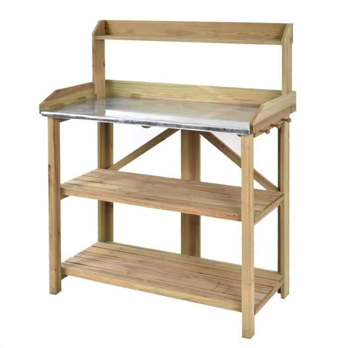 Garden Wooden Plant Bench Work Station - 41.5" x 19.5" x 48" (L x W x H)