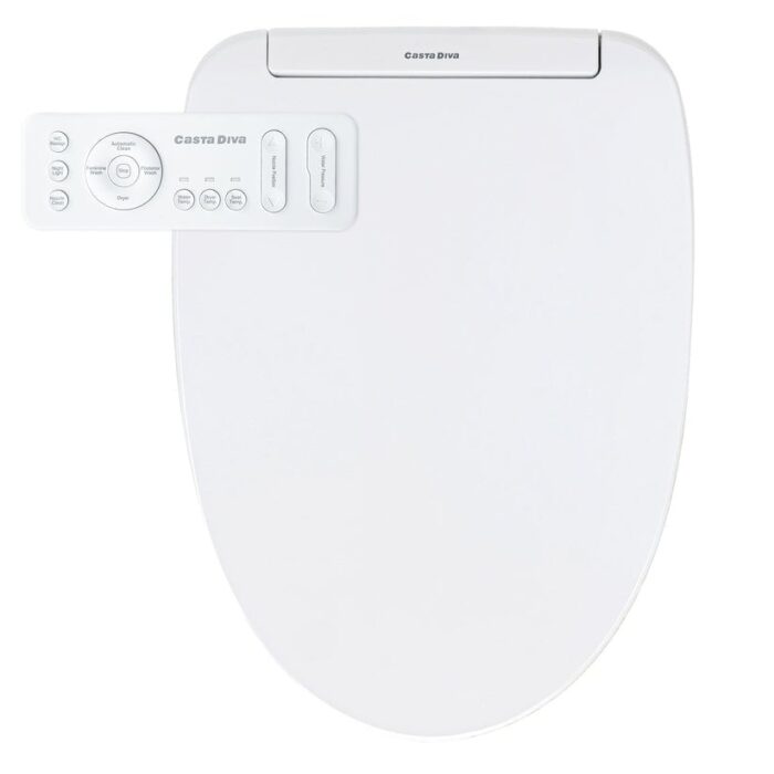 Casta Diva Electronic Bidet Seat Elongated with Heated Seat Warm Water Dryer Remote Control - White