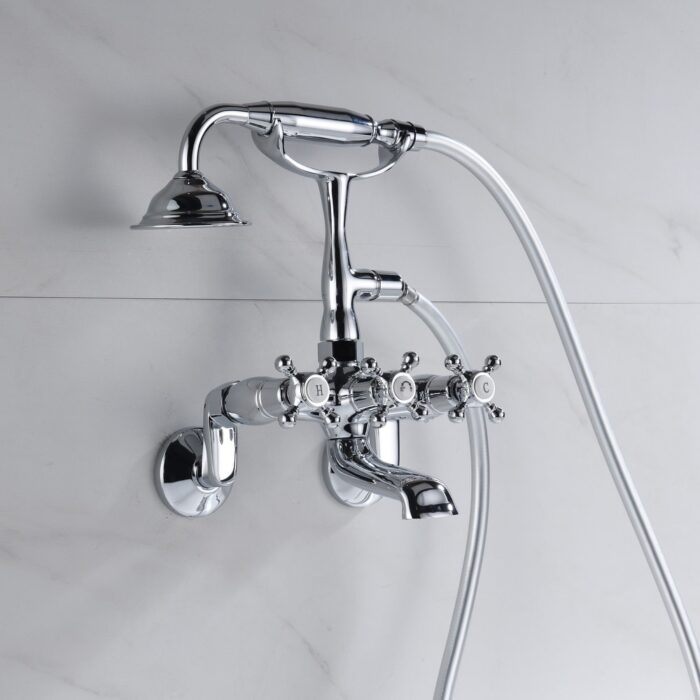 SUMERAIN Clawfoot Tub Faucet,3 Inch to 9 Inch Wall Mount Tub Faucets with Hand Shower Chrome Finish - Image 2