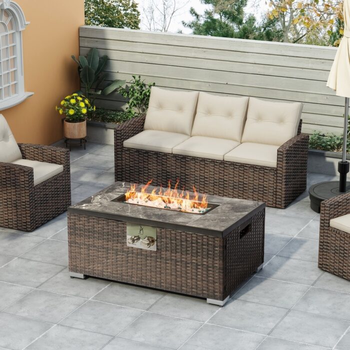 Outdoor Fire Pit Table with Tile Tabletop - Image 2