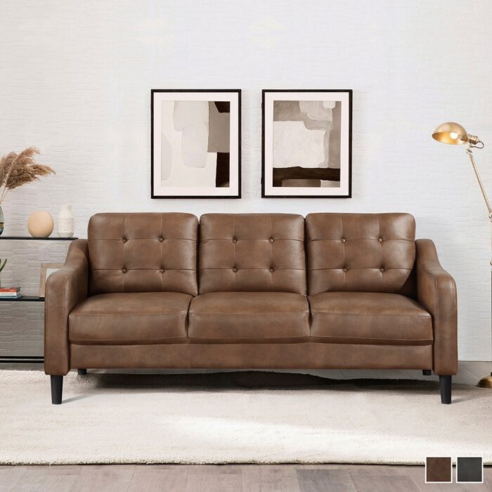 Reagan Polished Microfiber Living Room Sofa