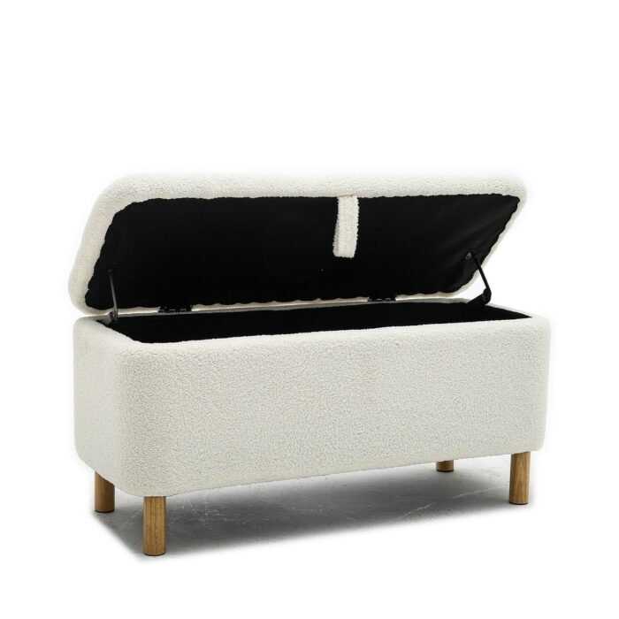 Shoe Storage Bench Entryway Bench w/ Padded Seat Cushion, White - Image 2
