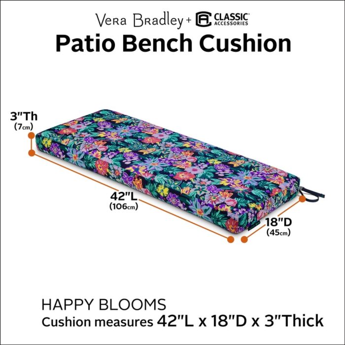 Vera Bradley by Classic Accessories Water-Resistant Patio Bench Cushion - Image 2