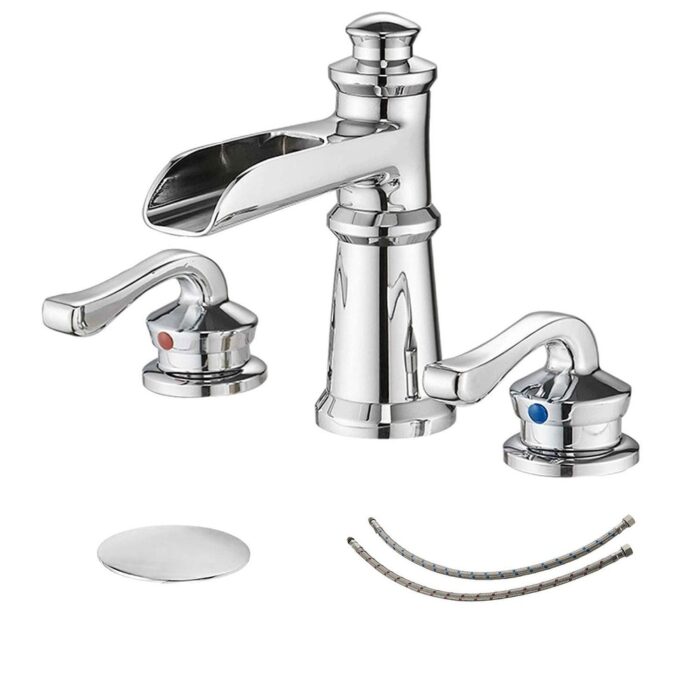 Vibrantbath Widespread Bathroom Faucet Waterfall 8-16 Inch 3 Holes 2 Handles