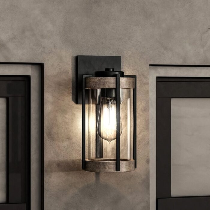 Luxury Farmhouse Outdoor Wall Sconce, 13"H x 6.375"W, with Modern Farmhouse Style, Midnight Black, BWP1350 by Urban Ambiance