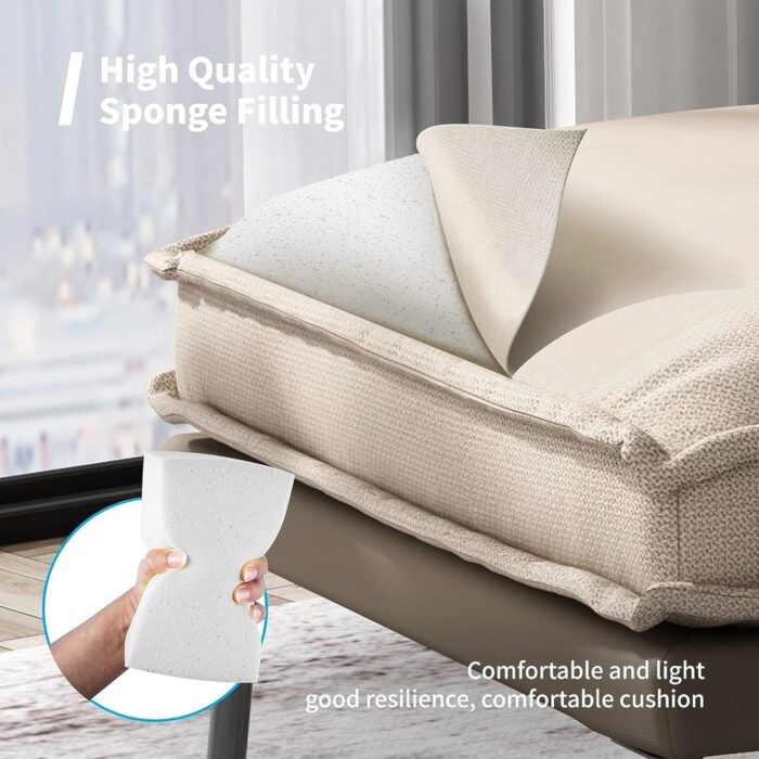Mixoy Linen Futon Sofa Bed,Mid-Century Upholstered Sleeper Sofa - N/A - Image 2