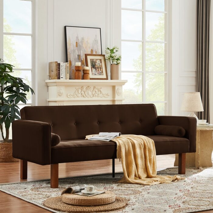 Futon Sofa Bed Convertible Sofa Bed Modern Living Room Linen Sofa Bed - Image 2