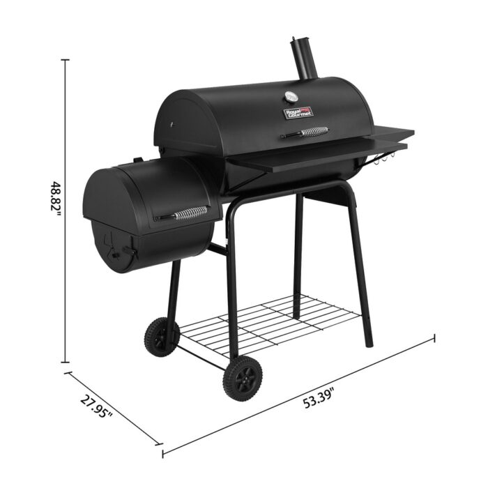Royal Gourmet Charcoal Grill with Offset Smoker,Black - Image 2