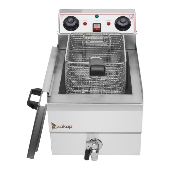 8.5QT Stainless Steel Faucet Single Tank Deep Fryer 1700W Max with Large Handle - Image 2