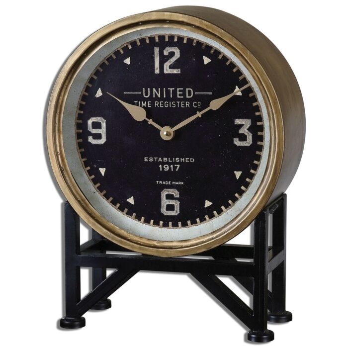 Uttermost Shyam Vintage Industrial 16" x 12" Analog Table Desk Clock