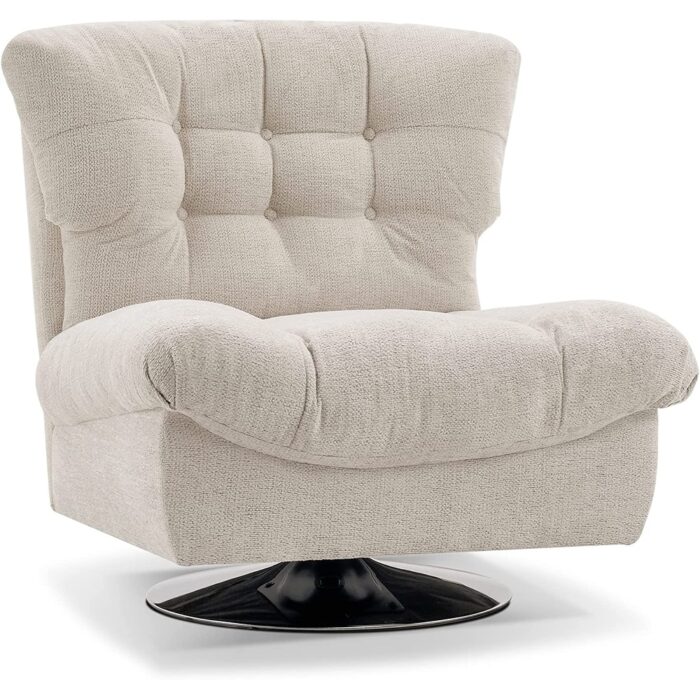 MCombo Swivel Accent Chair, Modern Tufted Upholstered Armless Chairs, Wide Seat Single Sofa Chair for Living Room Bedroom LW753