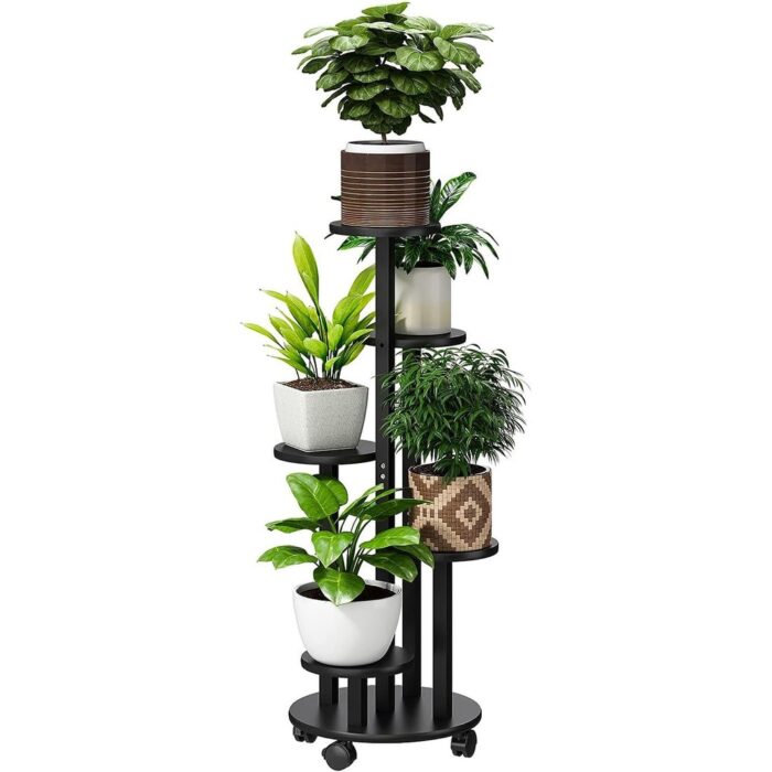 5 Tier Plant Stand For Outdoor Indoor Movable Flower Stand With Wheels