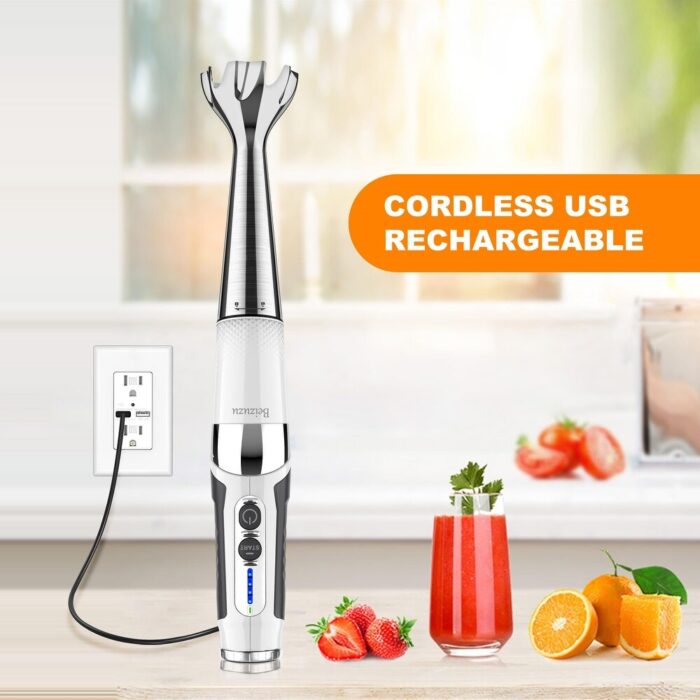 Cordless Hand Blender, Immersion Blender, Variable Speeds & 3-Angle Adjustable with 700ml Chopper, Beaker, Egg Whisk and Beater - Image 2