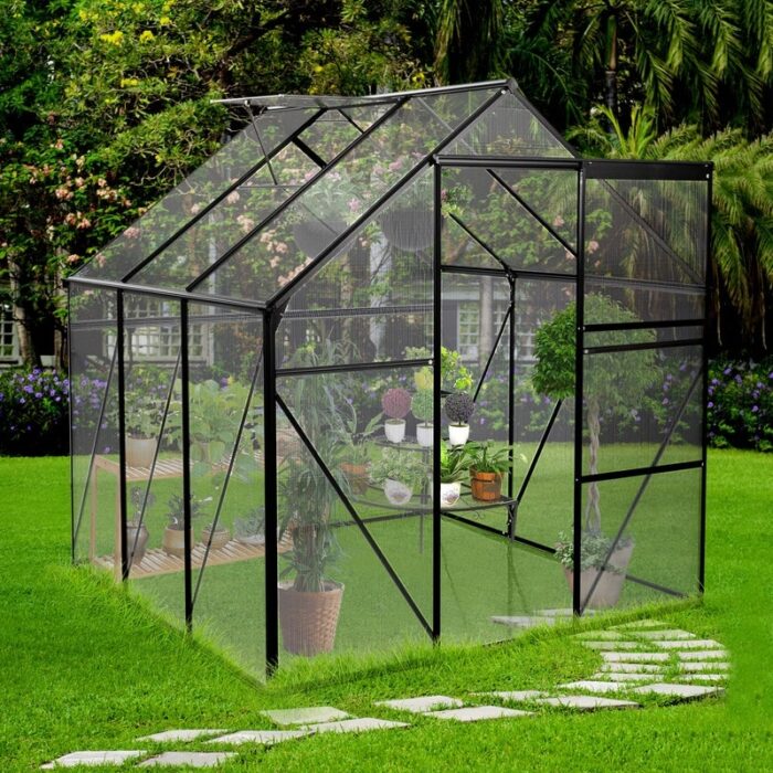 Greenhouse Raised Base and Anchor Aluminum Heavy Duty Walk-in Greenhouses for Outdoor Backyard in All Season