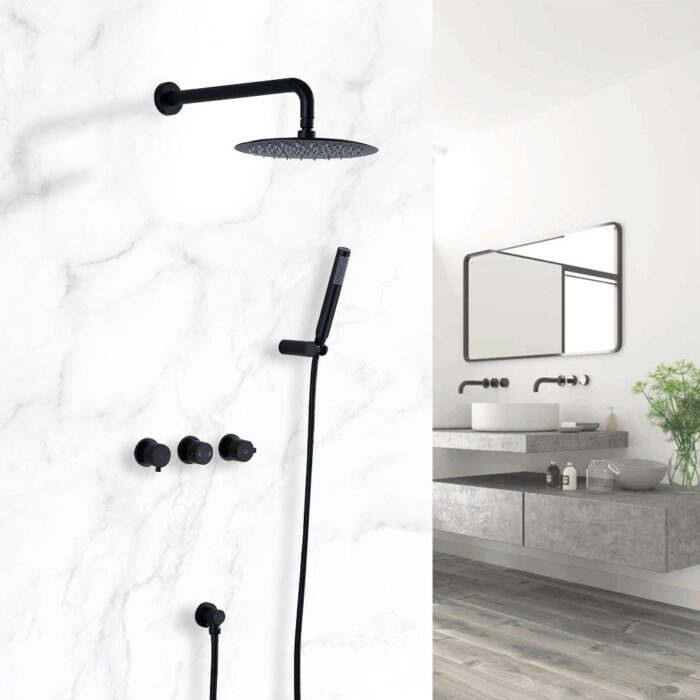 Double-Handle 2-Spray Wall Mount Full/Rain Shower Faucet, Hand Shower - Image 2