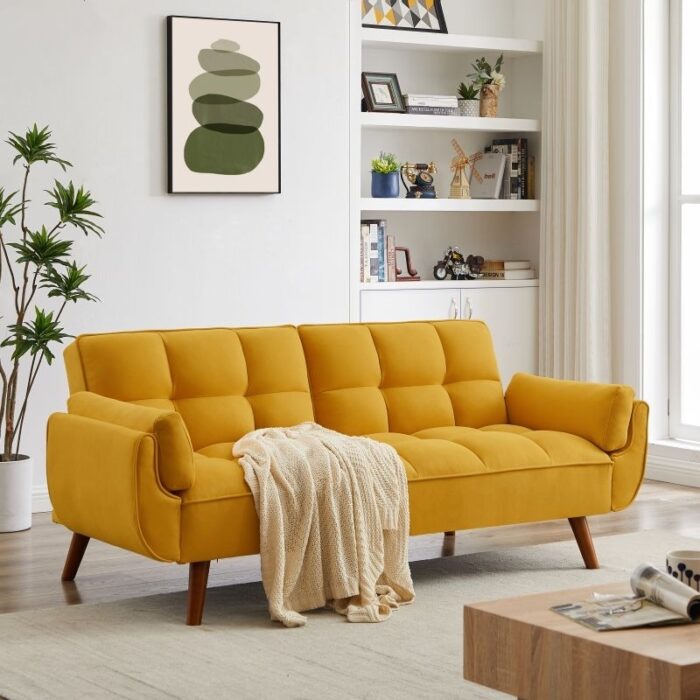 75.39'' Sofa Bed, Convertible Sleeper Couch with Pillows, Foldable Loveseat Furniture for Living Room - Image 2