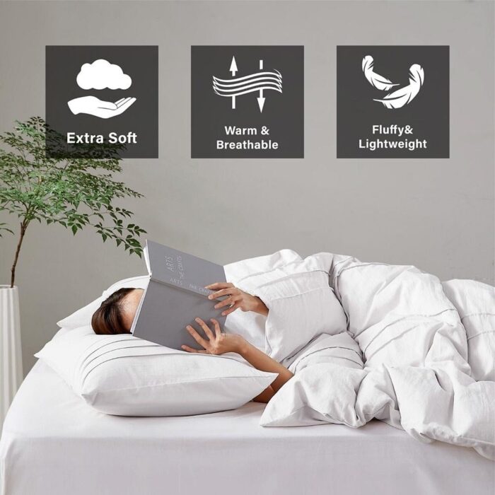 King/Cal King Textured Soft Pleated Comforter Set Lightweight White - Image 2