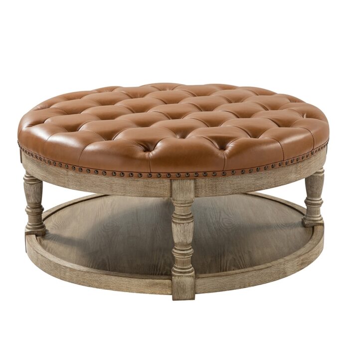 Dulcie Traditional Cocktail Ottoman with Solid Wood Legs by HULALA HOME - Image 2