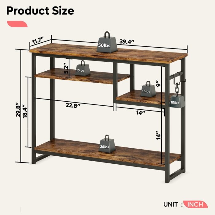 Console Tables with 4 Tier Storage Shelves - 40 inch - Image 2