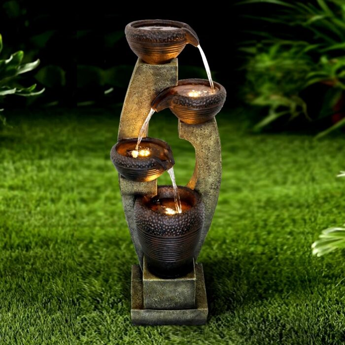 40-inch H Modern Outdoor Fountain - Outdoor Garden Fountain for Patio