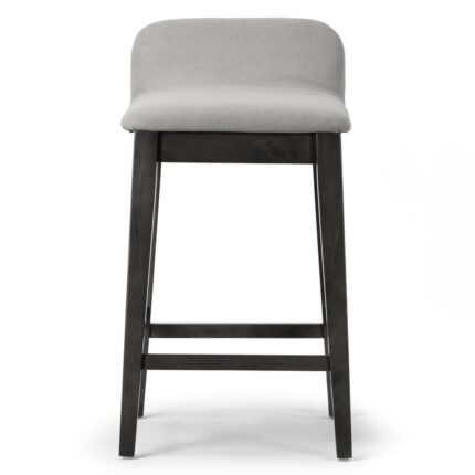 Set of 2 Atia Black Rubberwood Stool with Low Back Fabric Seat - Image 2