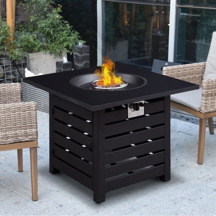 GZMR 23.62 Inch Square 50,000 BTU Auto-Ignition Propane Gas Firepit
