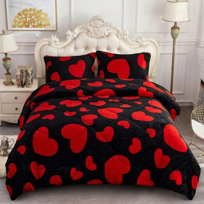 3 Pieces Winter Comforter Set Animal Floral Printed King Heart 23