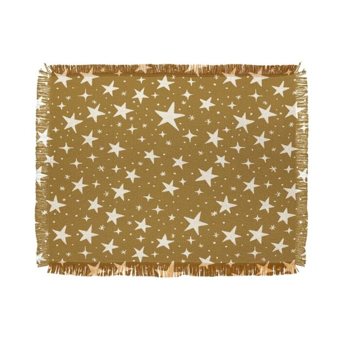 Avenie Christmas Stars Olive Green Throw Blanket - Image 2