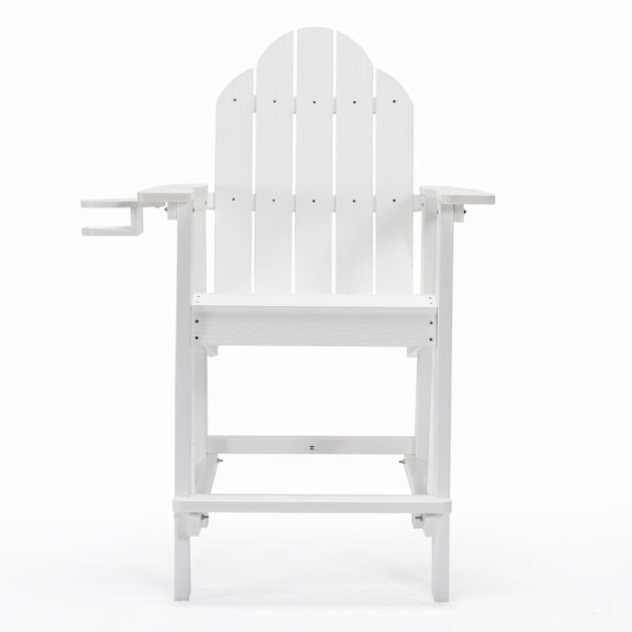 LUE BONA All Weather Plastic Outdoor Bar Stool Adirondack Chairs Bar Height Arm Chairs with Cup Holder for Balcony, Deck, Patio - Image 2