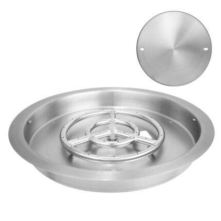 VEVOR 19 inch Round Fire Pit Pan Stainless Steel 92,000 BTU for Indoor Outdoor Use - 19 in-92,000 BTU