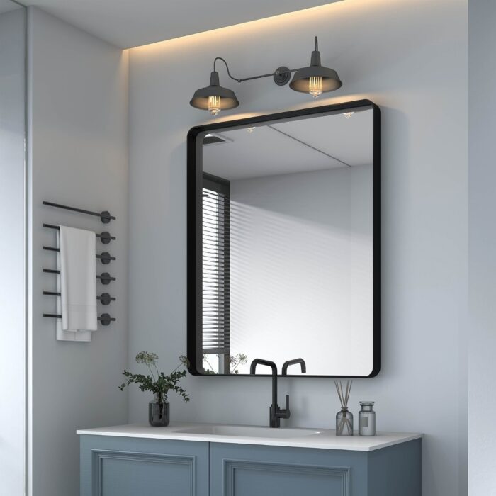 TOOLKISS Rectangular Aluminum Frame Vanity Mirror with Clear Glass
