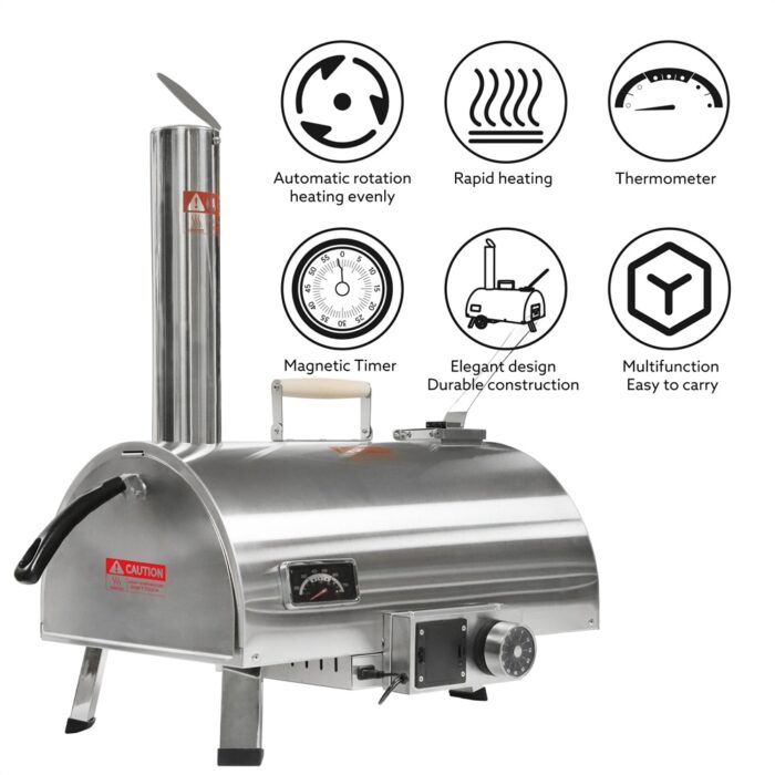 Automatic Rotatable Portable Stainless Steel Wood Fired Pizza Ovens - Image 2