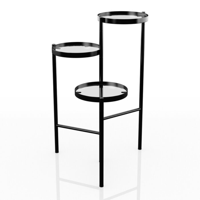 Furniture of America Cora Modern Black 11-inch Glass Top 3-tier Indoor Plant Stand - Image 2