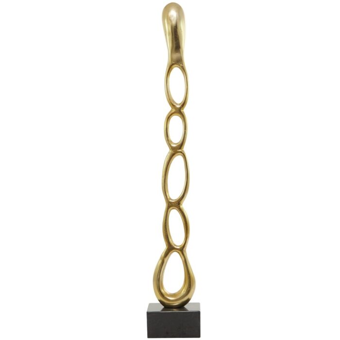 Sleek Aluminum Metal Tall Linked Floor Abstract Sculpture with Black Base - Gold, Silver, Black - Image 2