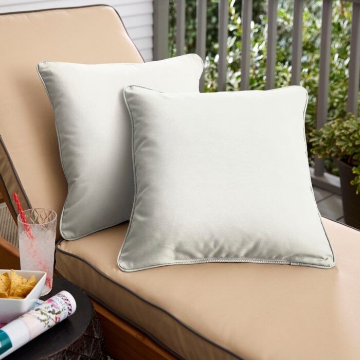 Sunbrella Canvas Natural Corded Indoor/ Outdoor Pillow Set (Set of 2)