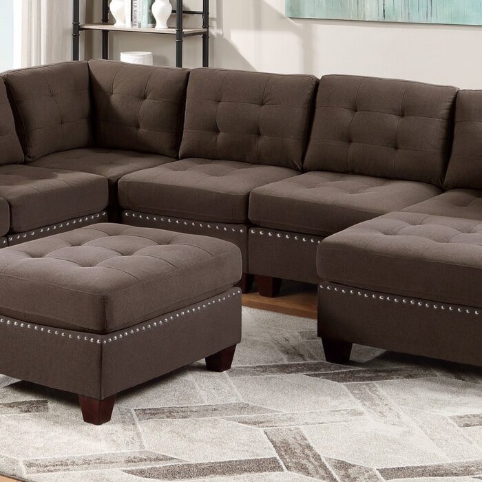 Tufted Chaise Lounges Armless Casual Sofa with Nailheads for Livingroom Classic Low Back Accent Chairs with Wood Legs - Image 2