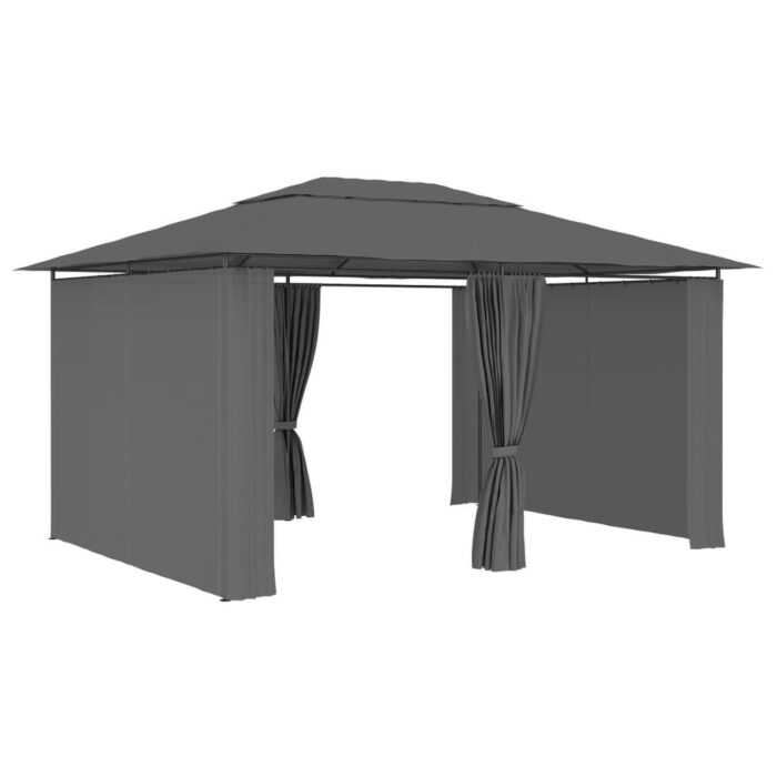 vidaXL Garden Marquee with Curtains 157.4"x118.1" Anthracite - Image 2