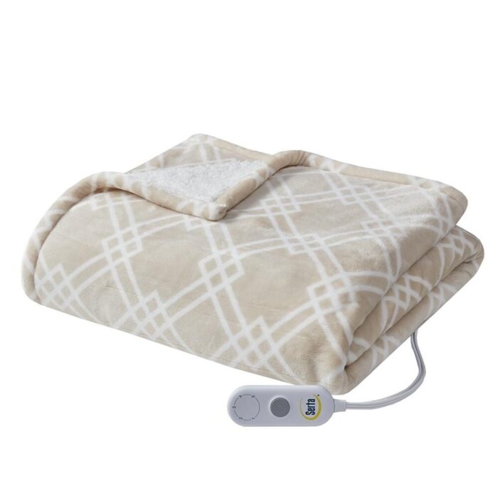 50" x 60" Printed Plush Electric Heated Throw Blanket Tan - Image 2