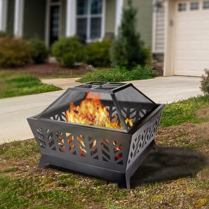 25.98 inch Square IRON FIRE PIT OUTDOOR - Image 2