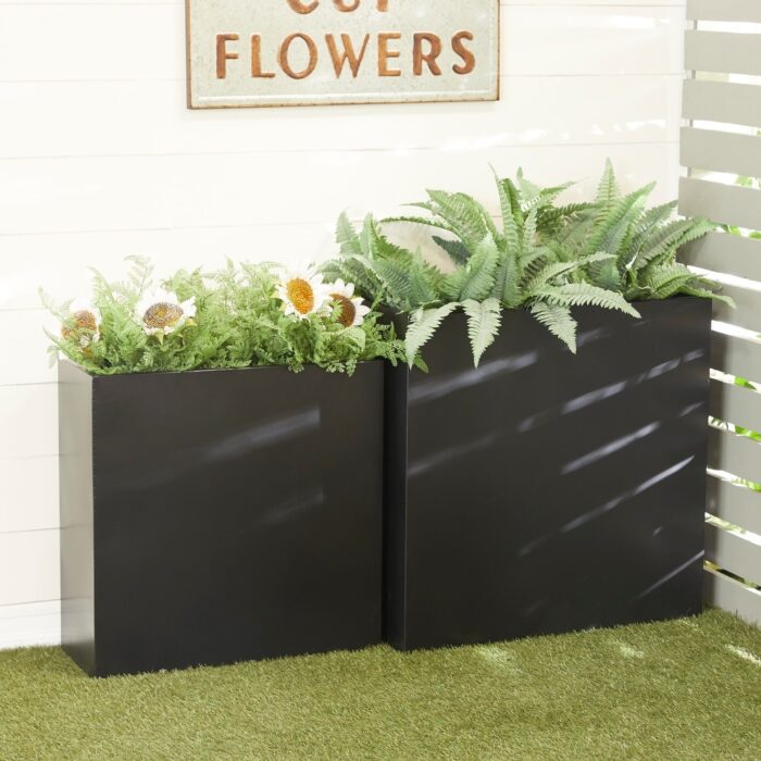 Black or White Metal Modern Planter (Set of 2) - S/2 28", 24"H