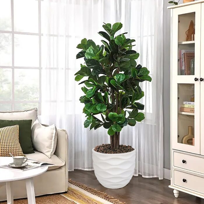 White Waves Indoor/Outdoor MgO Planter - 15.2" H x 17.38" Diameter - Image 2