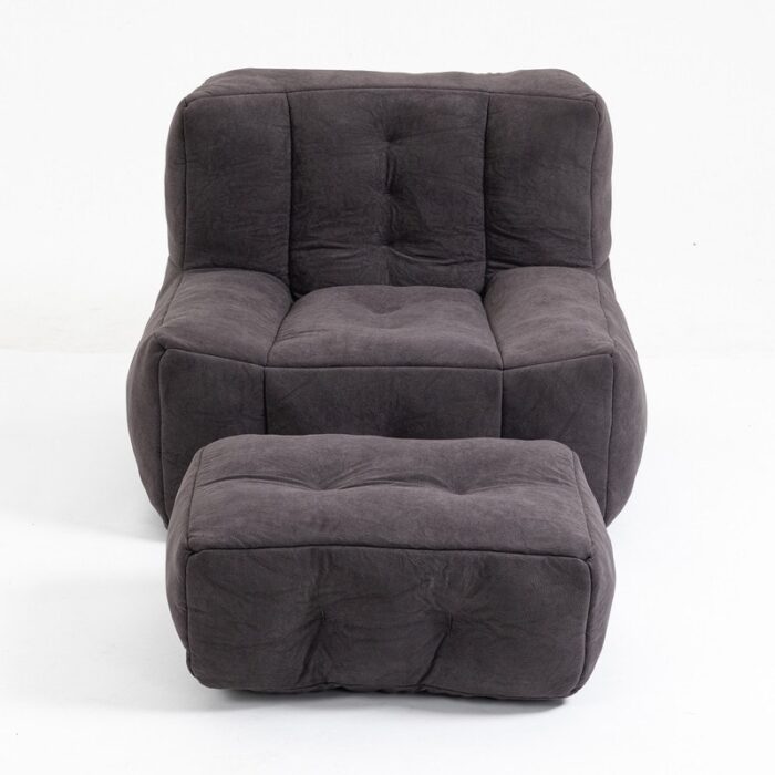 Fluffy bean bag chair, bean bag, super soft lazy sofa chair with memory foam and ottoman, modern focus bean bag chair