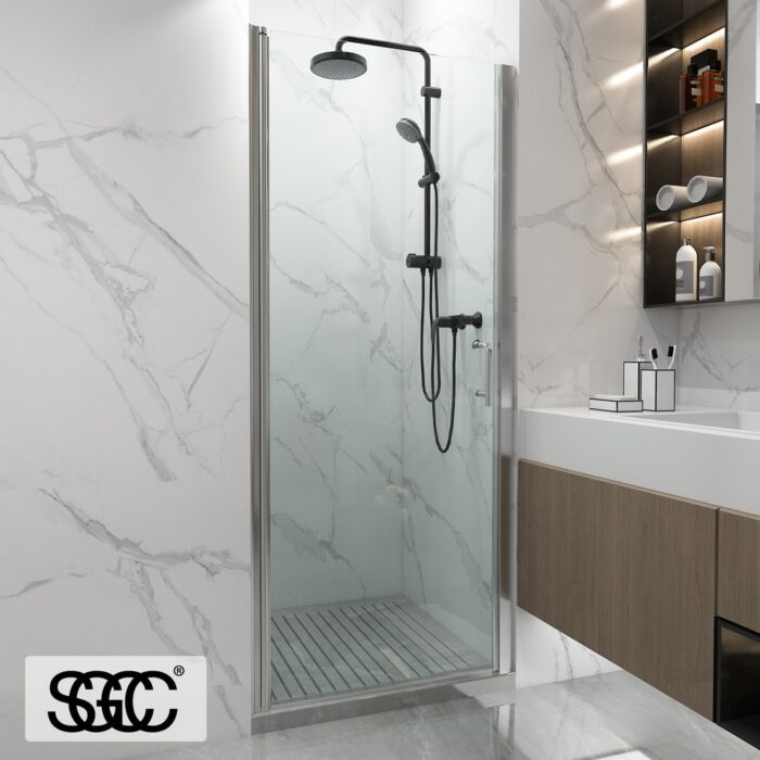 ExBrite 32'' x 72'' Shower Door Frameless Hinged Single Glass Shower Door,Thick Tempered Glass,Reversible Installation